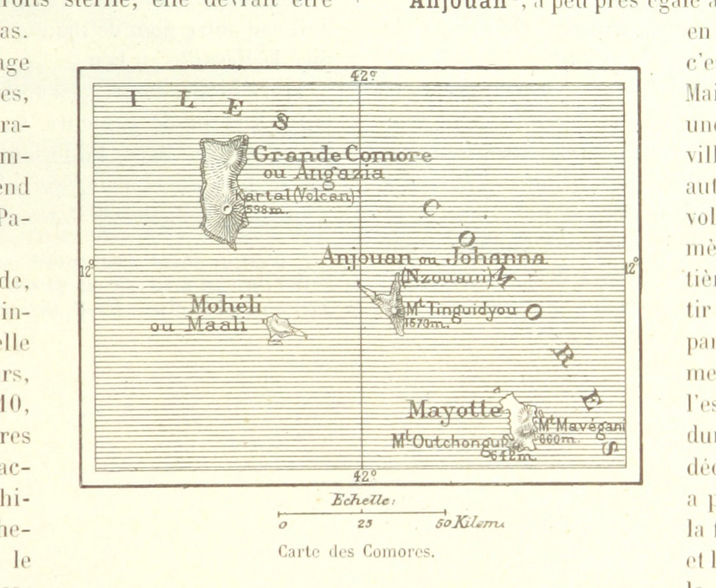 Old map of Comoros